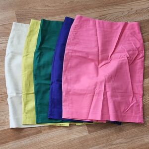 J.CREW No. 2 Pencil Skirt LOT of 5, Double-serge Cotton Bi-stretch Size 0